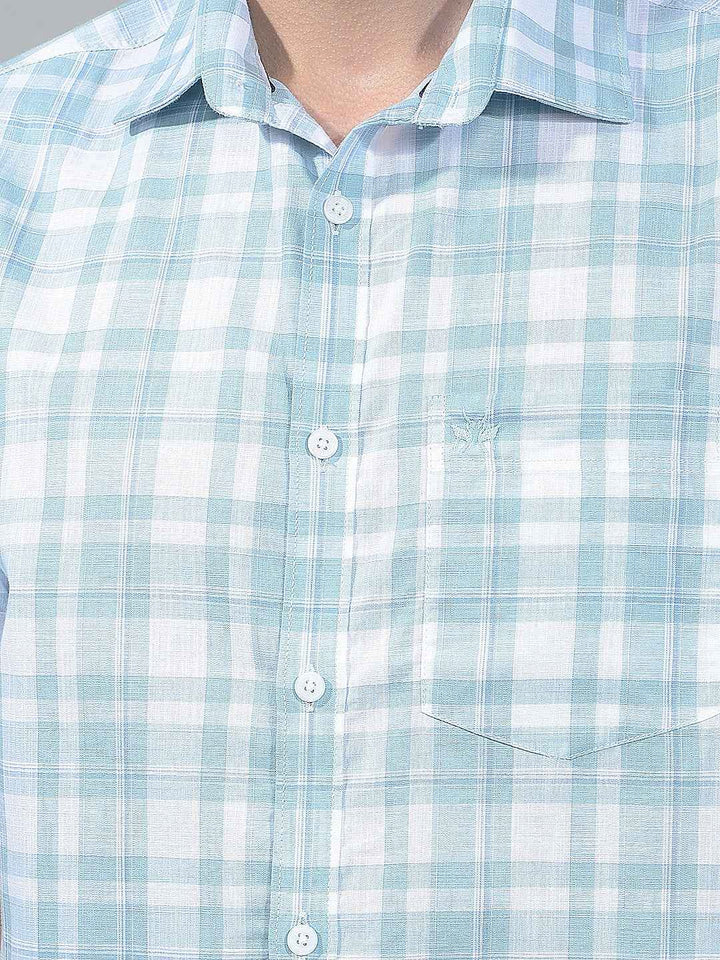 Blue Checked 100% Cotton Shirt