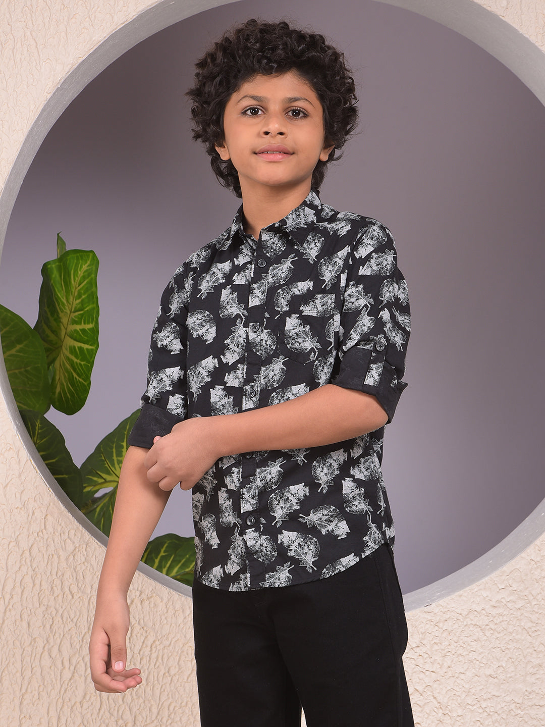 Black Floral Print Shirt