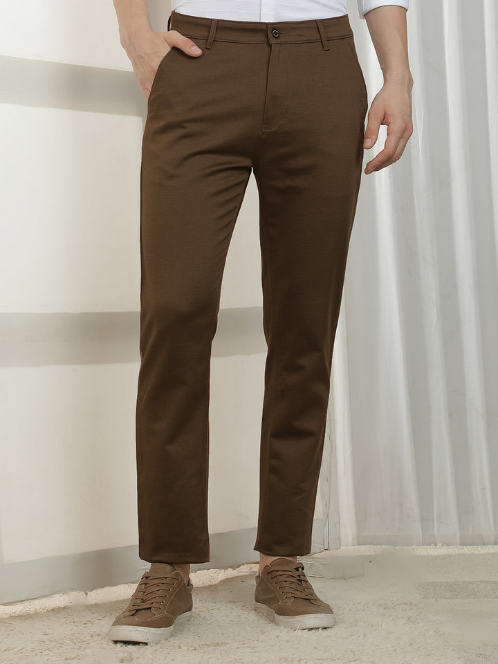 Chic Cocoa Brown Printed Trousers