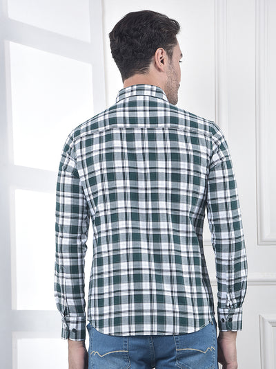 Green Checked 100% Cotton Casual Shirt