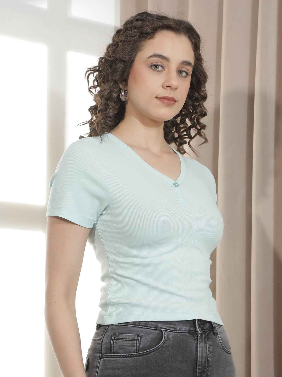 Mint Green Modal Crop T-Shirt