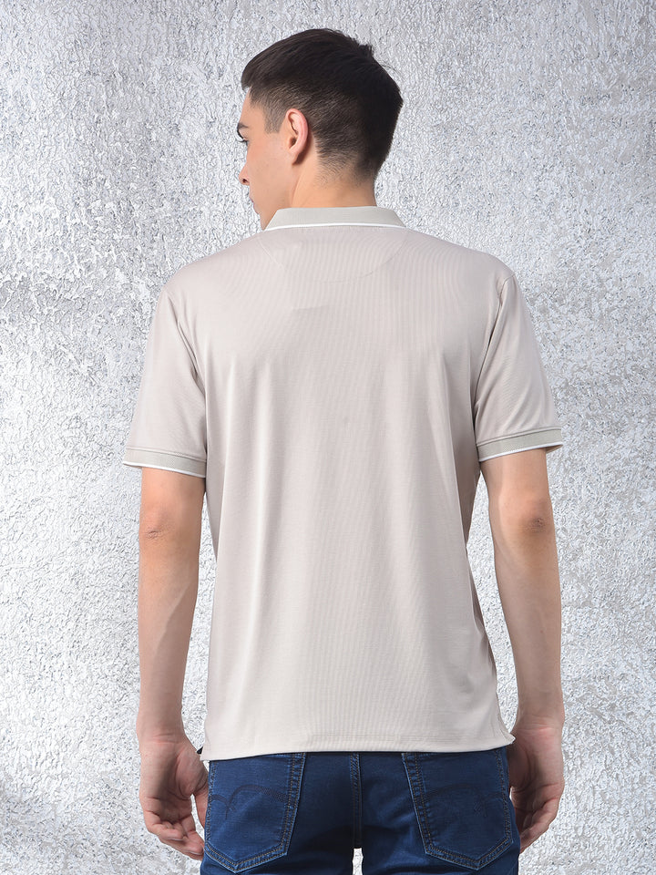 Beige Polo-Neck T-Shirt