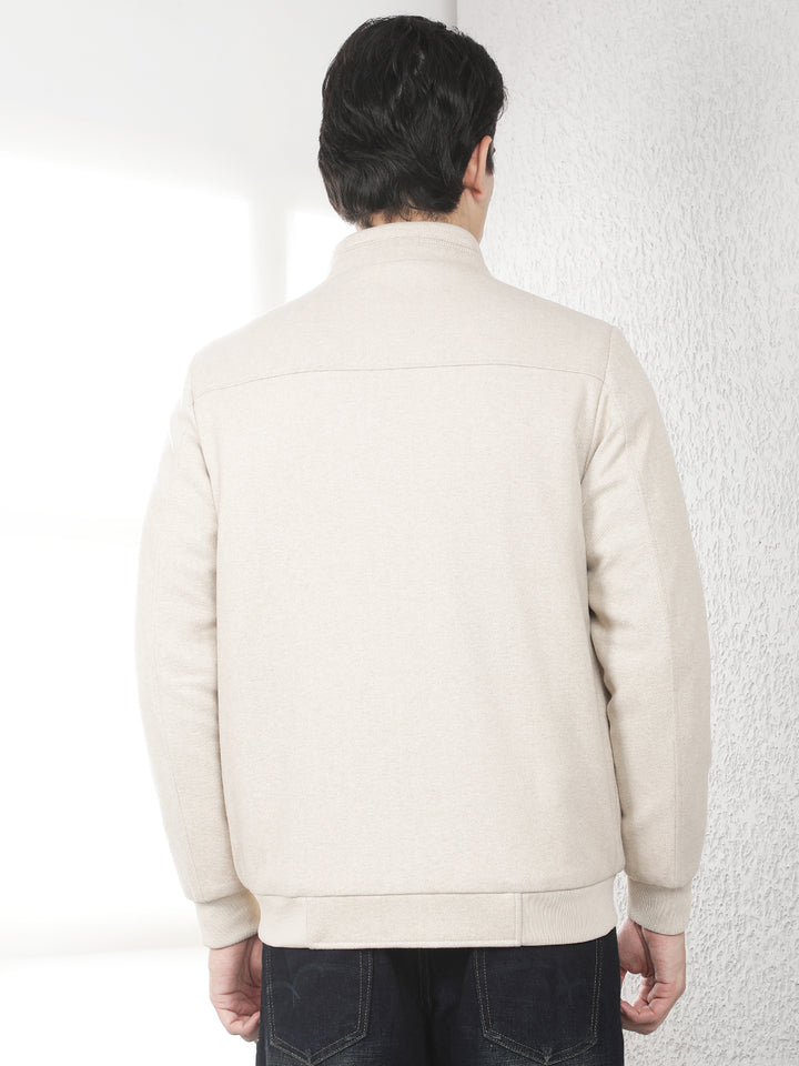 Modern Almond Beige Bomber Jacket