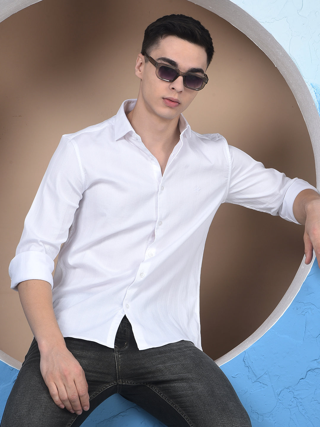 White Vertical Stripes Shirt