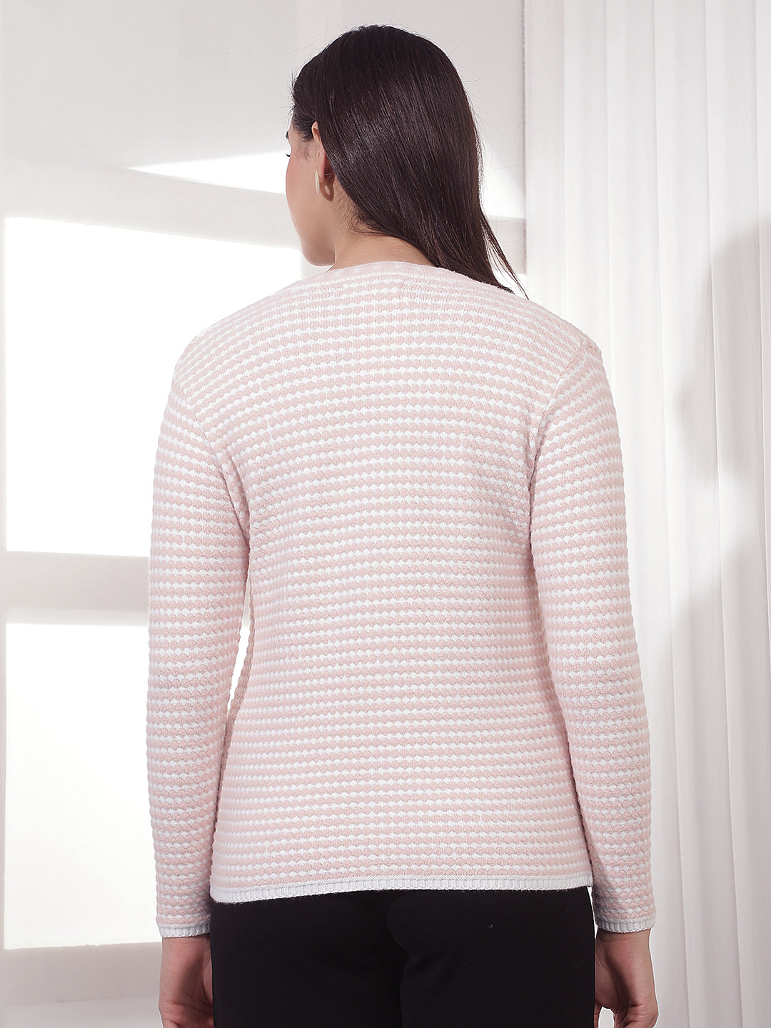 Pink Printed V-Neck Cardigan