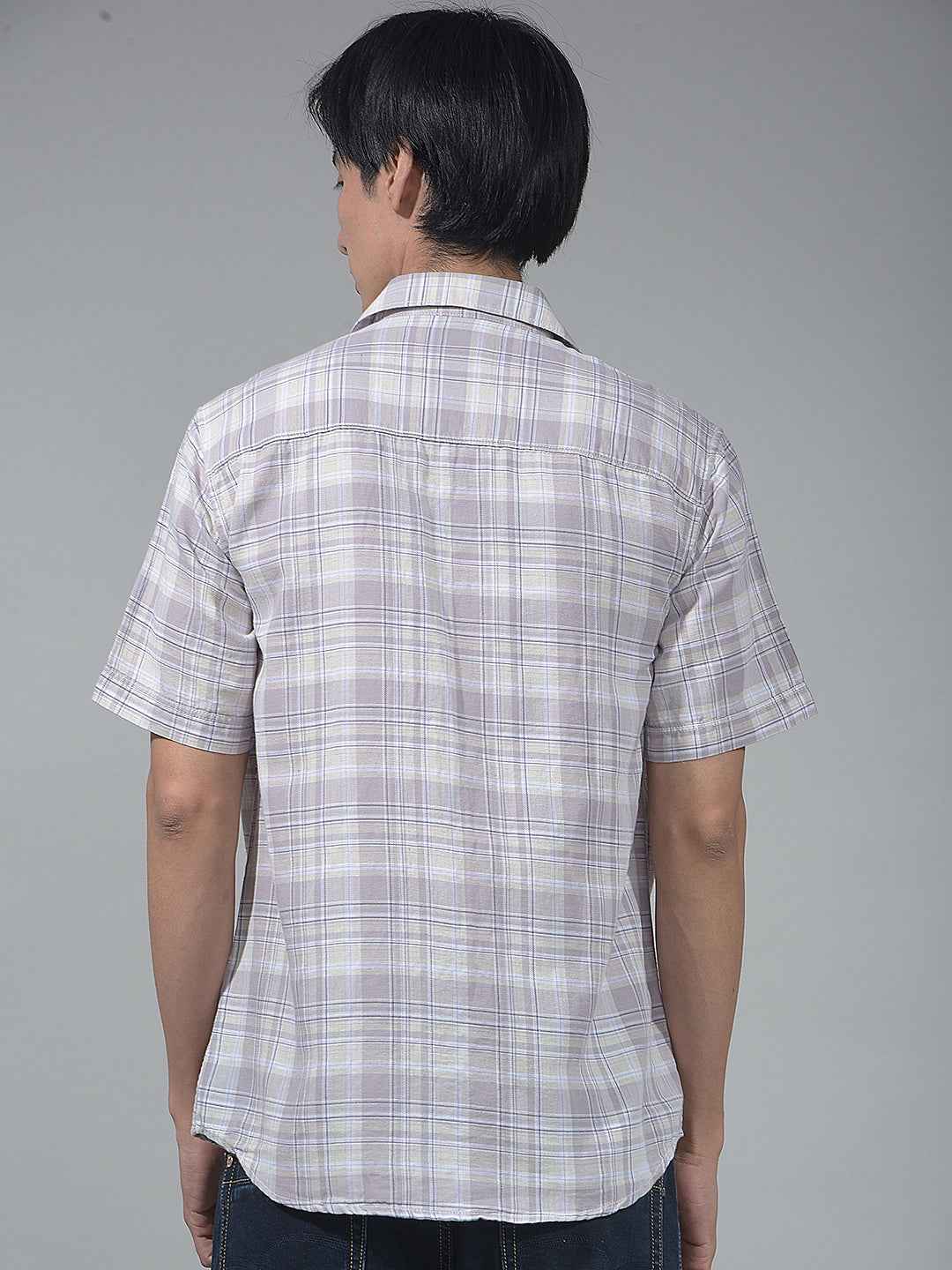 Purple Checked Linen Shirt