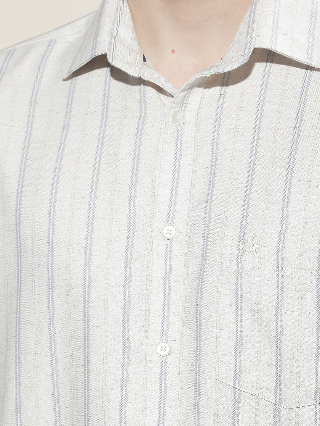 Blue Vertical Striped Linen Shirt