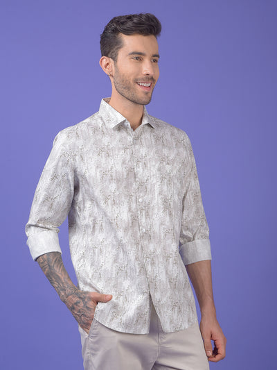 Grey Printed Modal Shirt