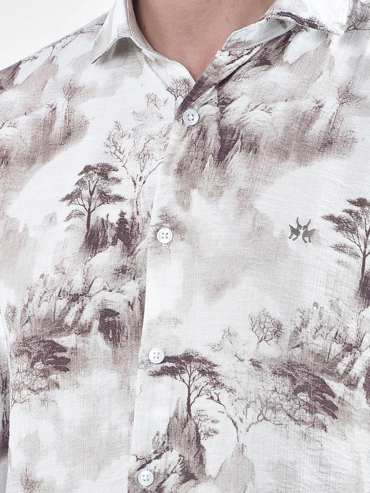 Brown Floral Print Shirt