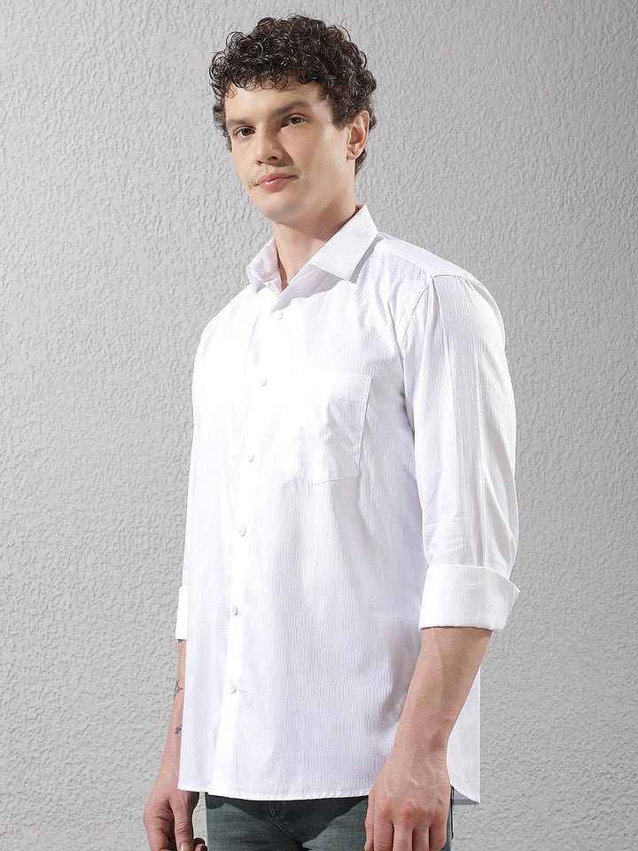 White Jacquard 100% Cotton Shirt