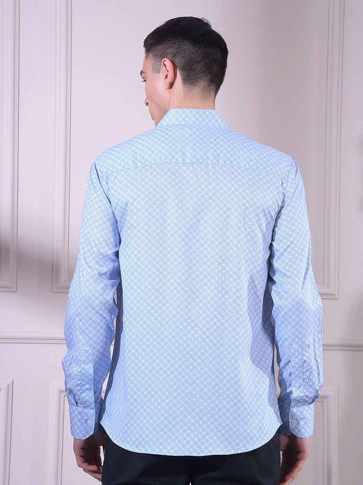 Blue Printed 100% Cotton Shirt