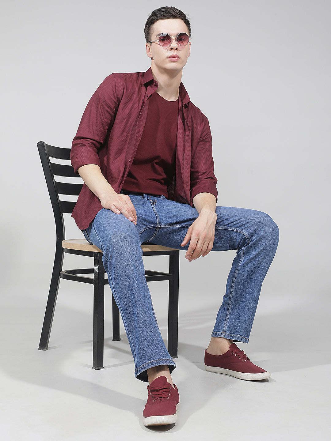 Structured Royal Blue Straight Jeans