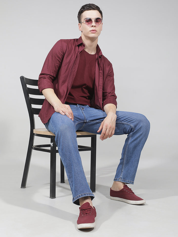 Structured Royal Blue Straight Jeans