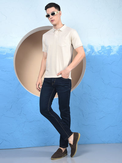 Beige Polo Neck T-Shirt