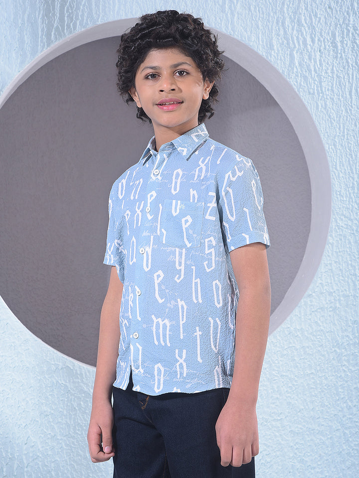 Green Typographic Print Shirt-Boys Shirts-Crimsoune Club