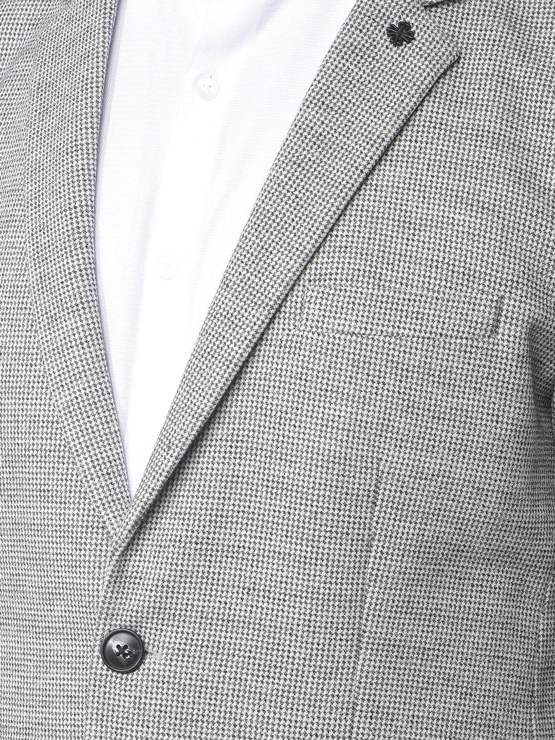 Grey Notched Lapel Modal Single-Breasted Blazer