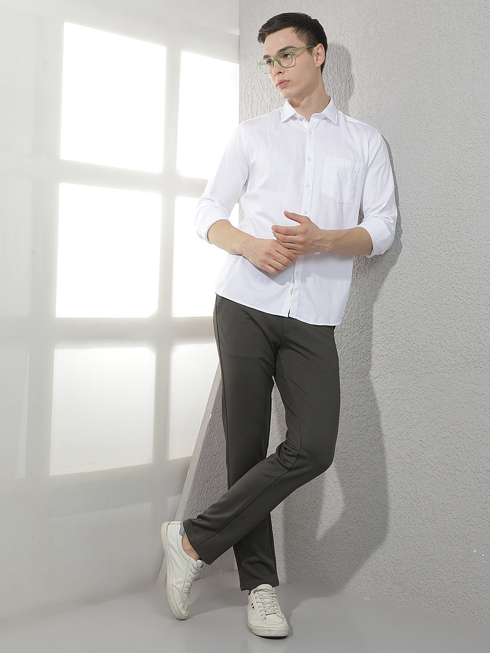 Structured Forest Olive Knitted Trousers