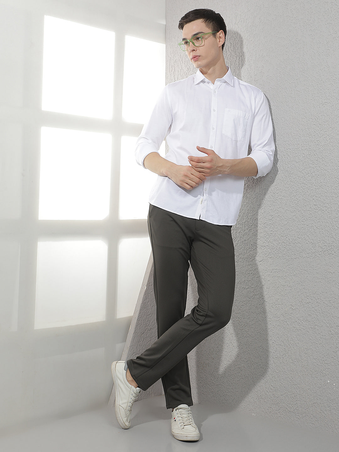 Structured Forest Olive Knitted Trousers
