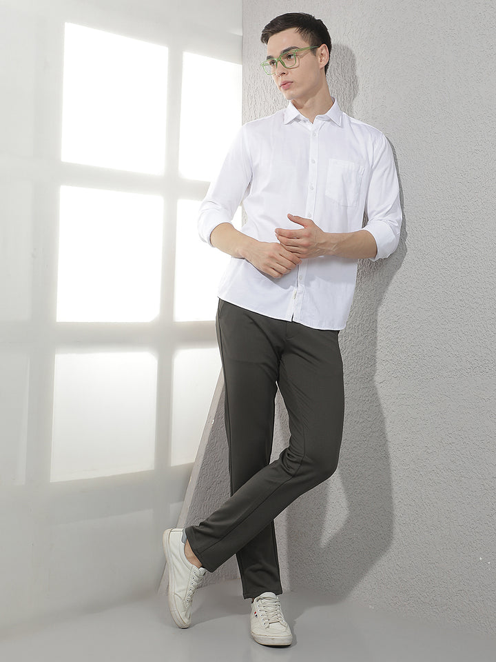 Structured Forest Olive Knitted Trousers