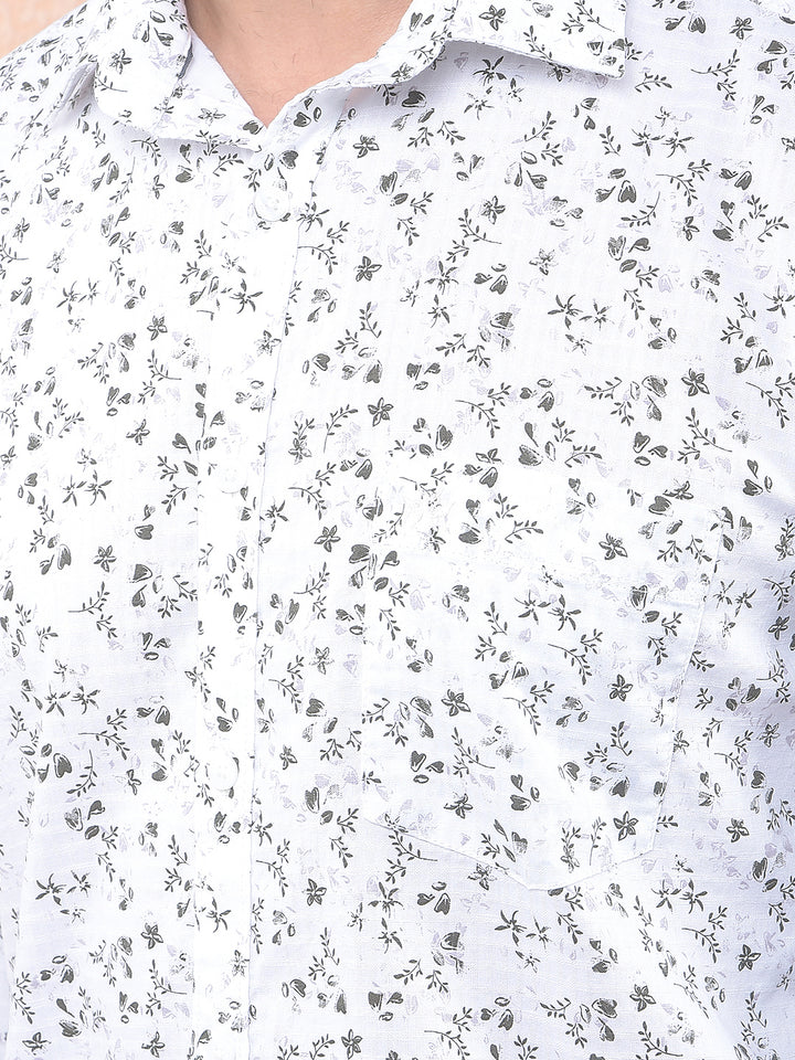 White Floral Print Shirt