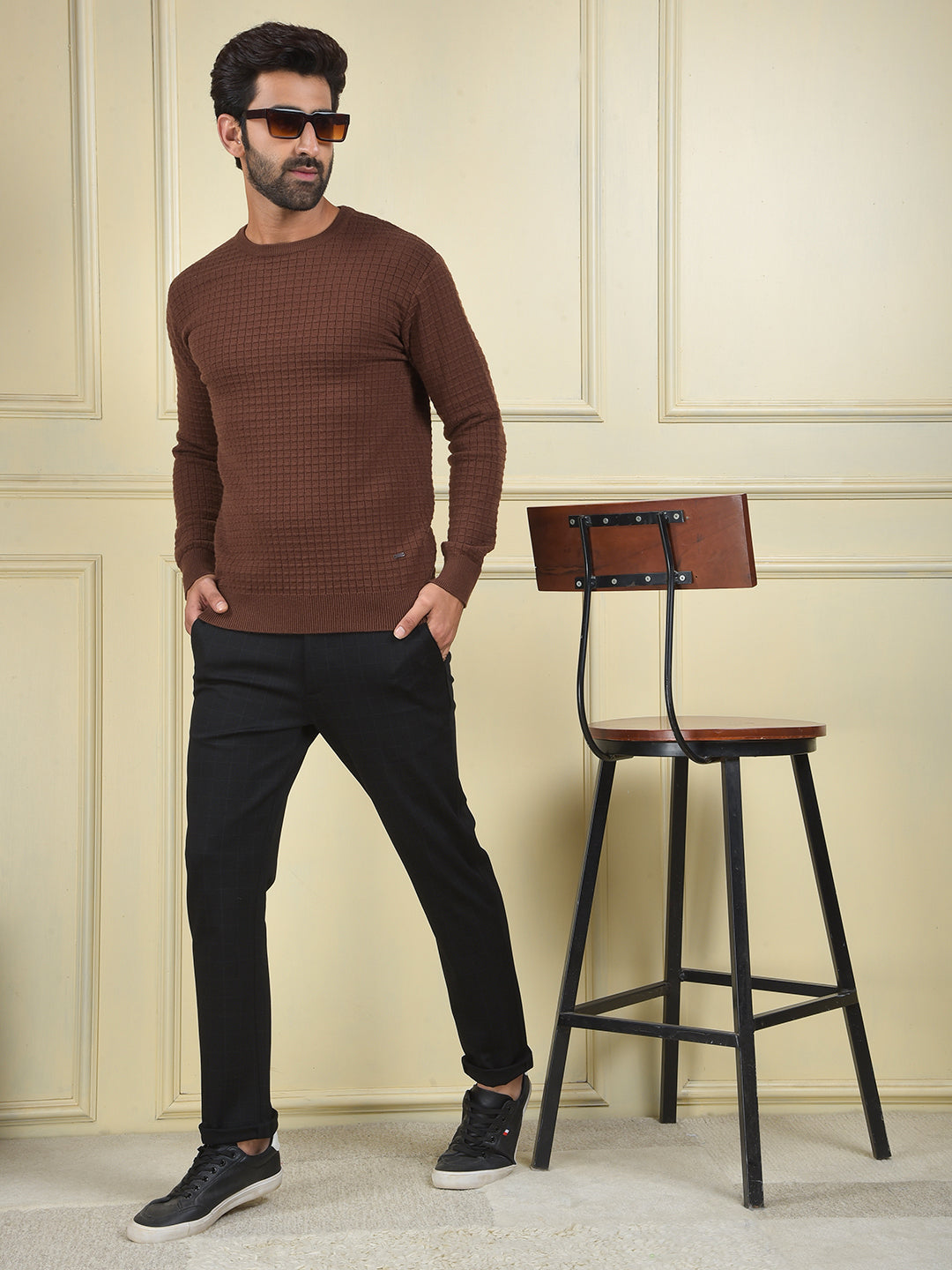 Urban Brown Jacquard Sweater