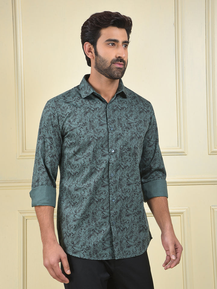 Fine Line Green Floral Print Shirt