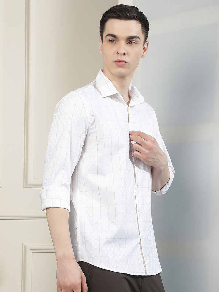 White Checked 100% Cotton Shirt