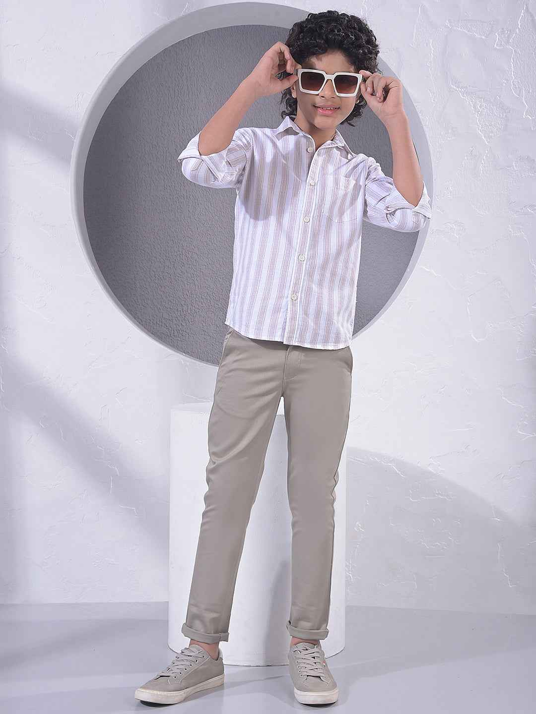 Purple Vertical Stripes 100% Cotton Shirt