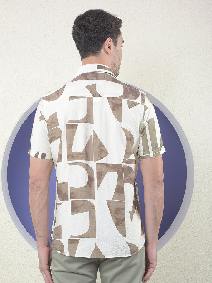 Geo Blocks Olive Printed Shirt