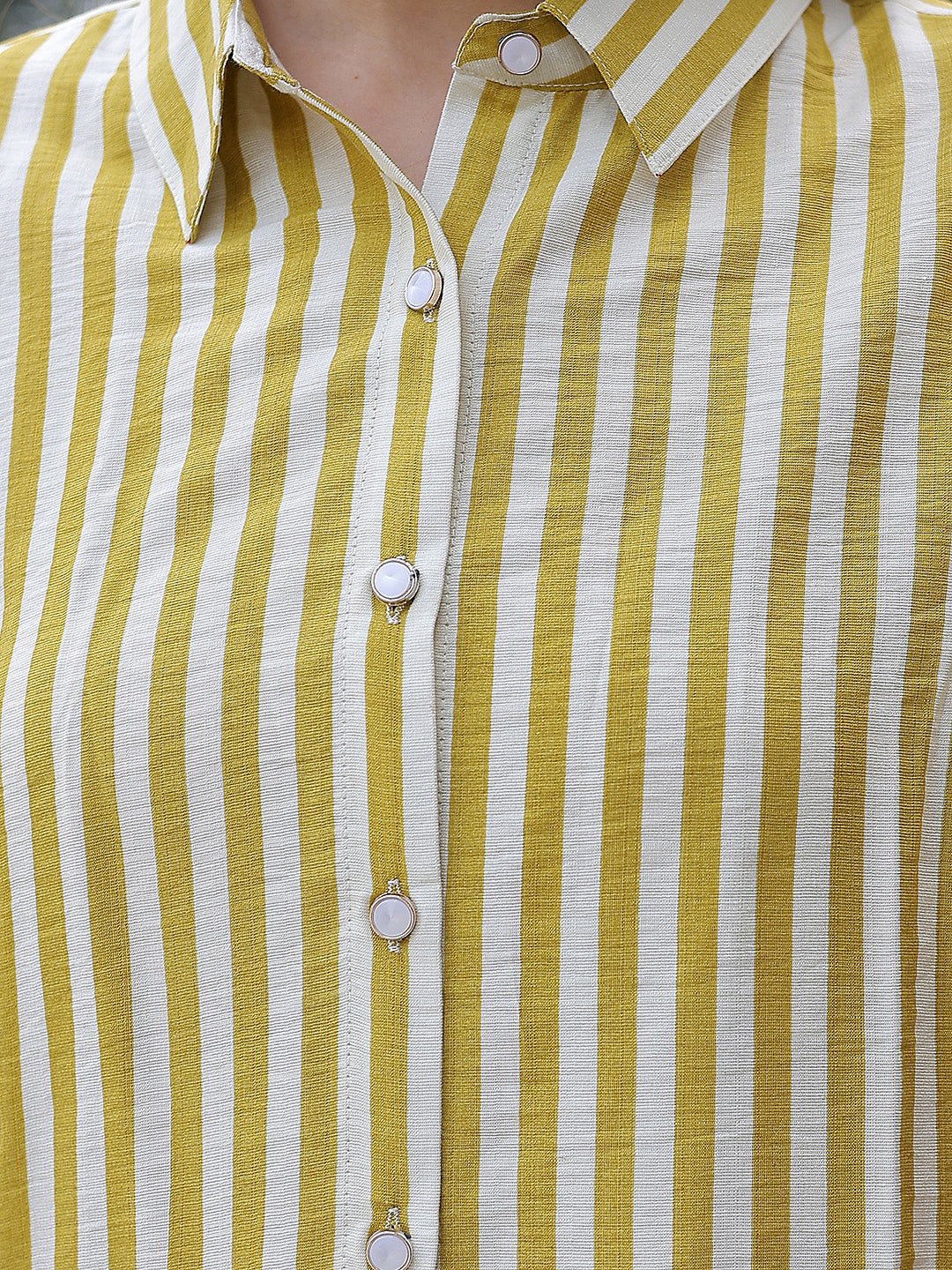 Relaxed Moss Olive Striped Shirt
