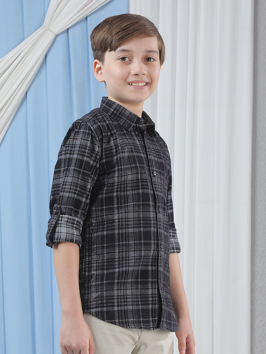 Multi-Color 100% Cotton Corduroy Check-Shirt