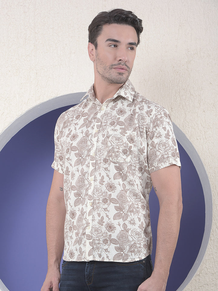 Printed Linen Brown Shirt