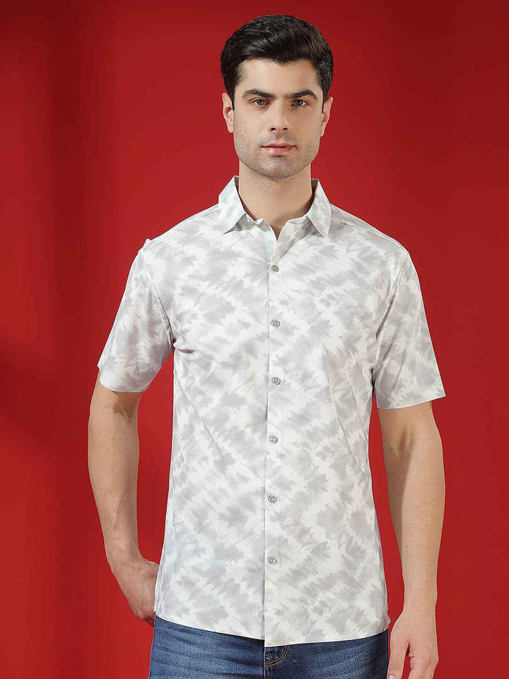 Grey Abstract Print Chic Shirt