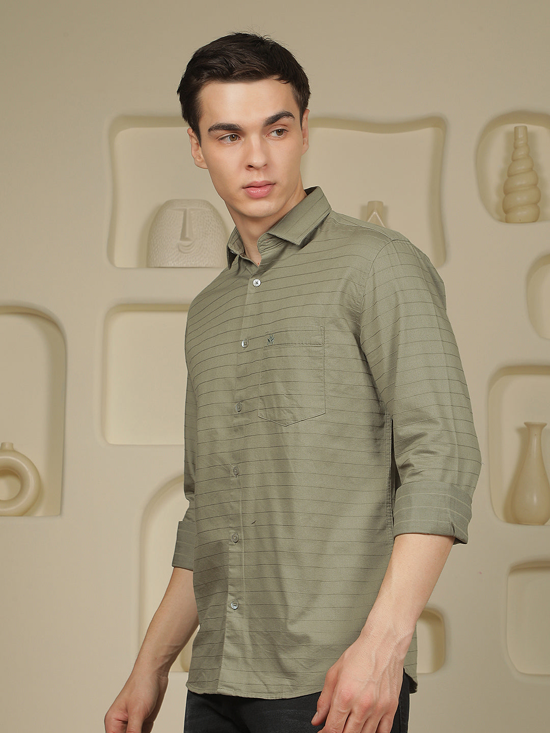 Green Horizontal Stripes Shirt