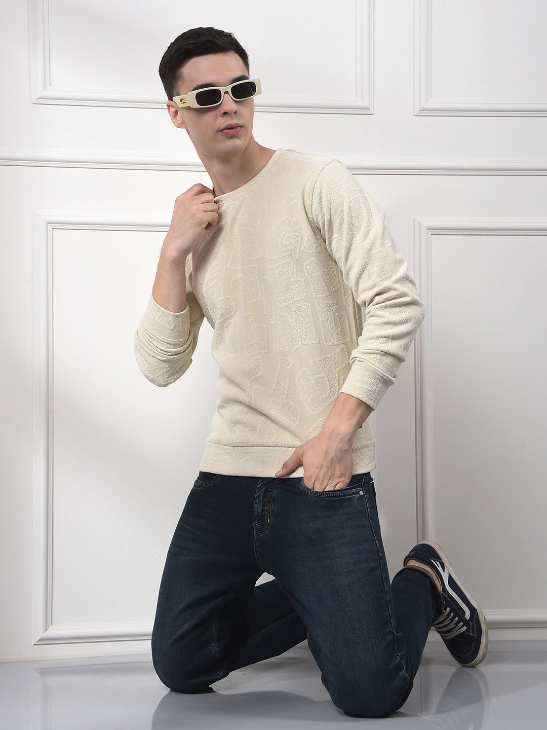 Beige Typographic Sweatshirt