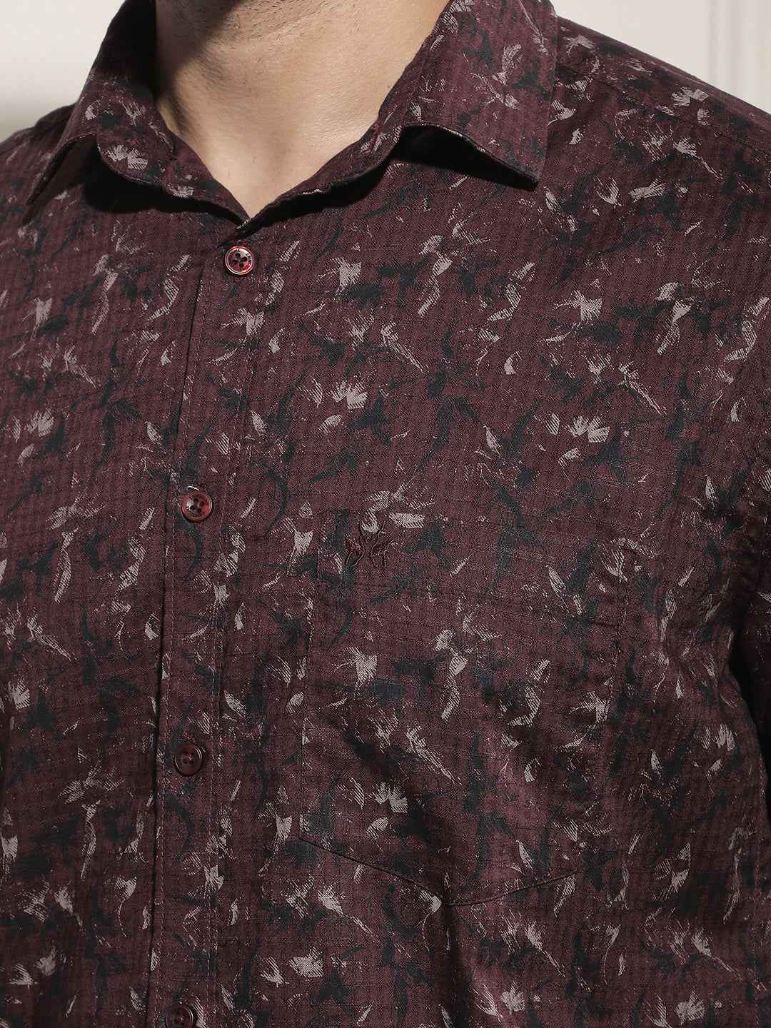 Trendy Maroon Printed Casual Shirt