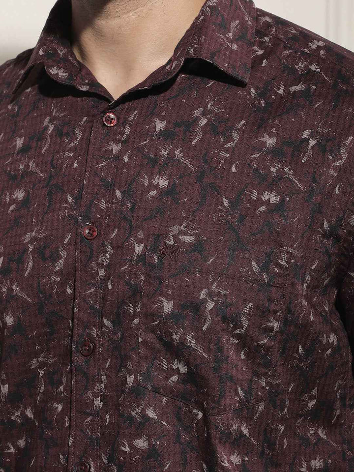Trendy Maroon Printed Casual Shirt