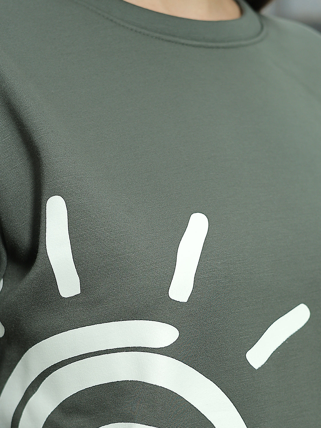 Olive Graphic Print Sweatshirt