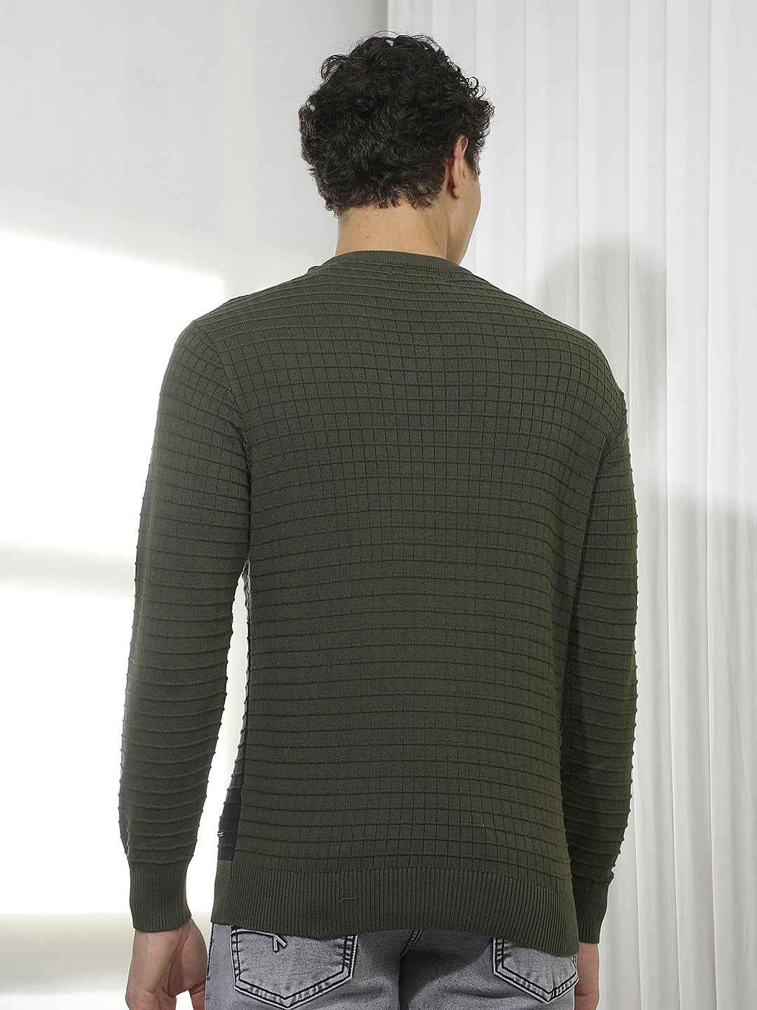Color-Blocked 100% Cotton Sweater