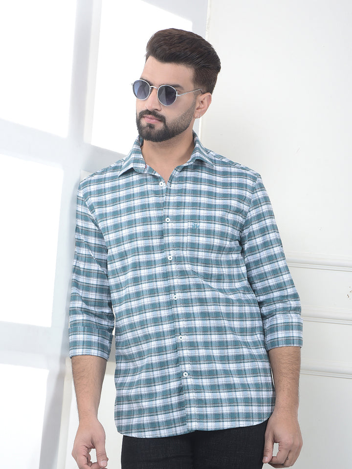Zen Teal Check 100% Cotton Shirt