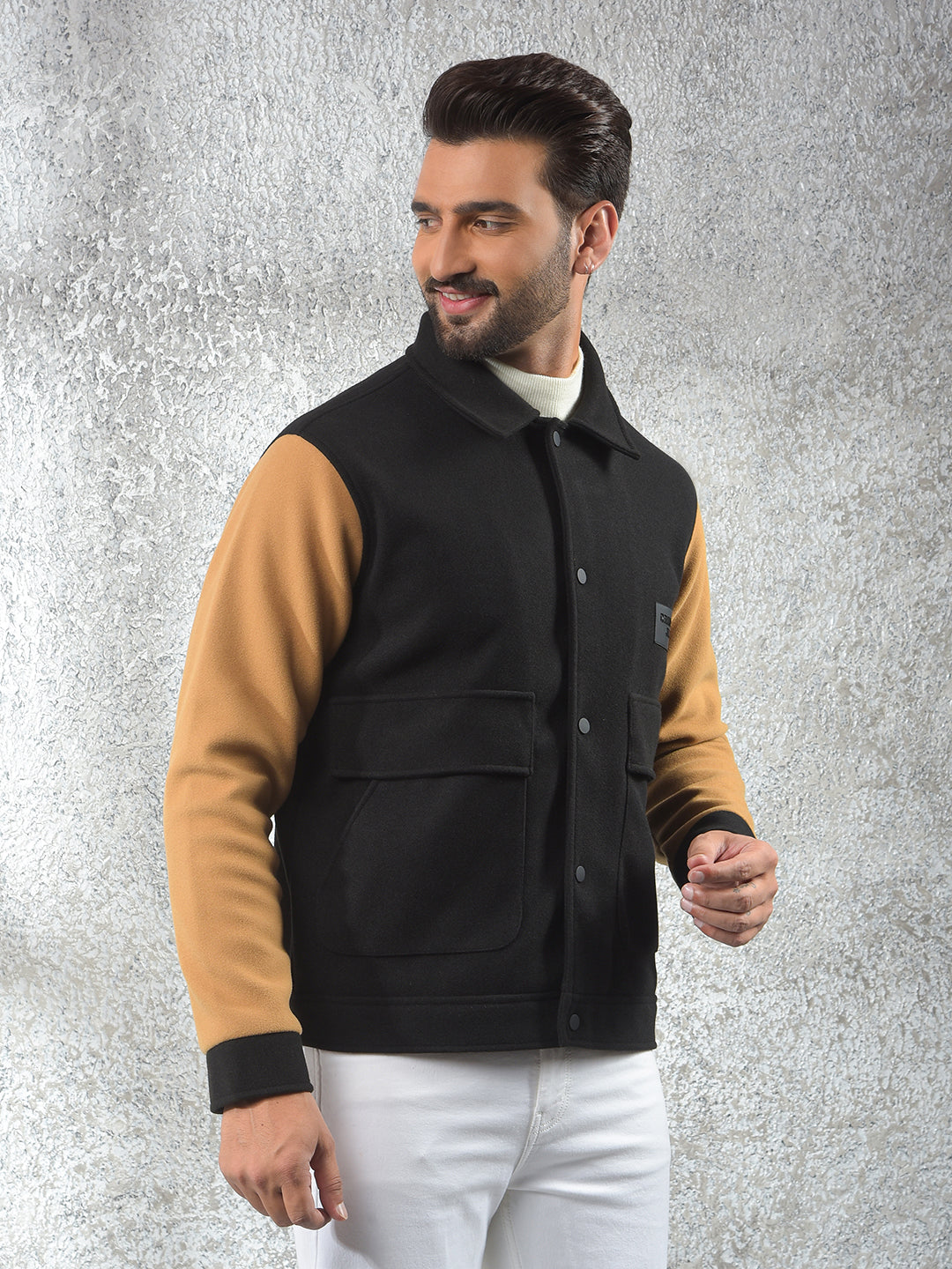 Black Color-Block Shacket