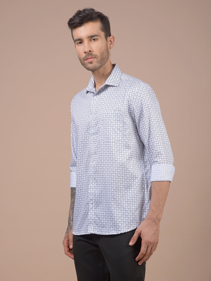 White Printed 100% Cotton Shirt