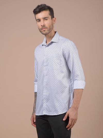 White Printed 100% Cotton Shirt