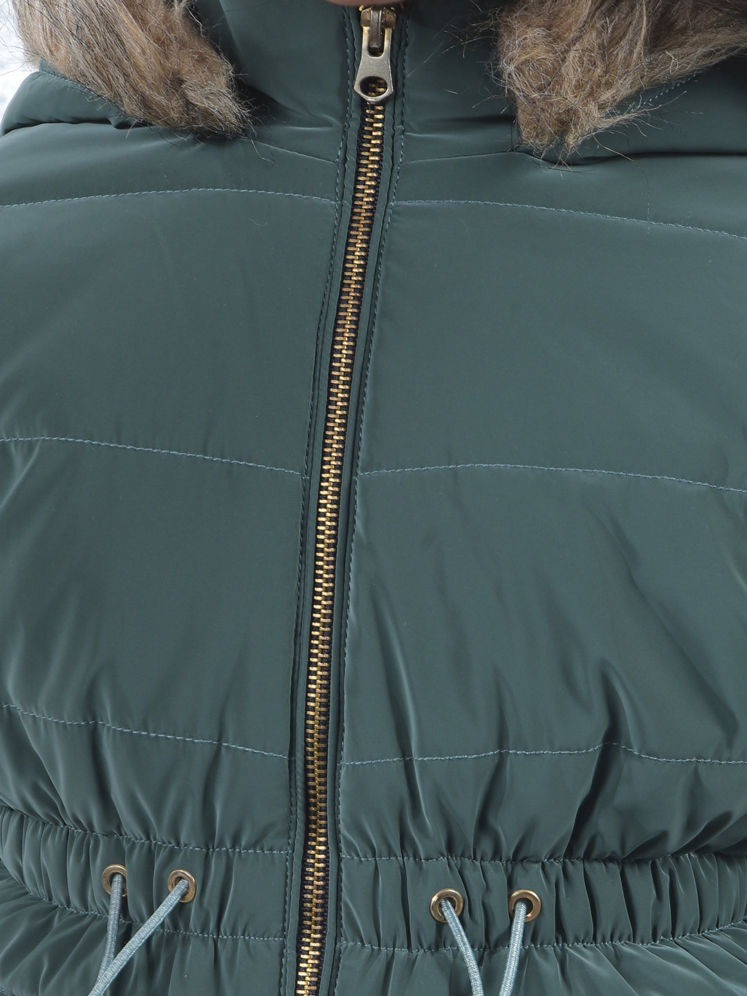 Olive Hooded Neck Padded Jacket