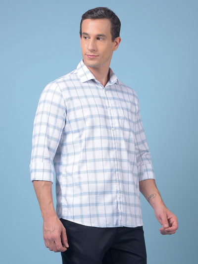 Blue Checked 100% Cotton Shirt