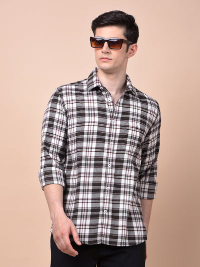 Wine Checked 100% Cotton Shirt