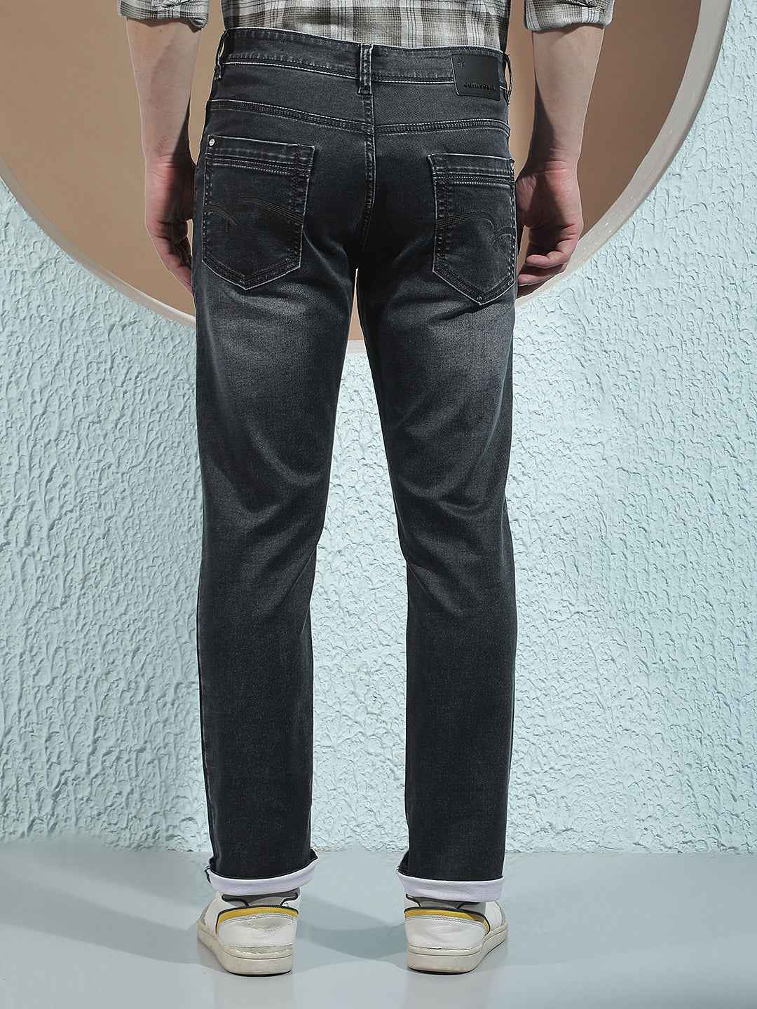 Black Cotton Casual Jeans