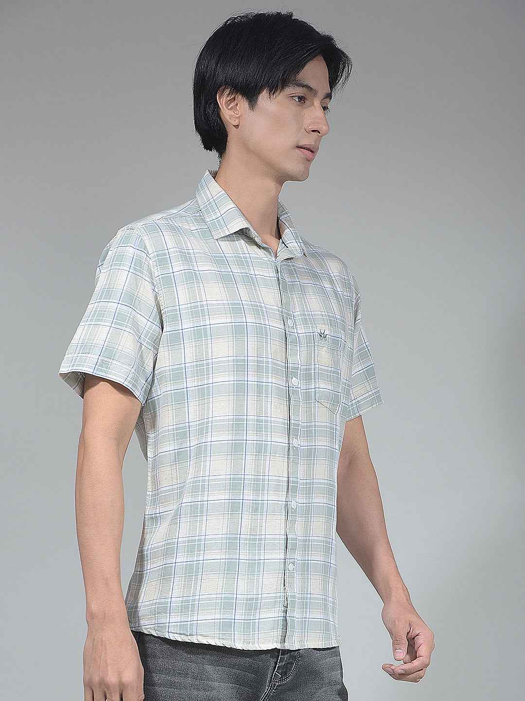 Green Checked Linen Shirt