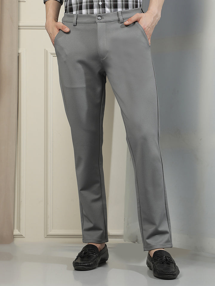 Grey Modern Wear Knitted Trousers