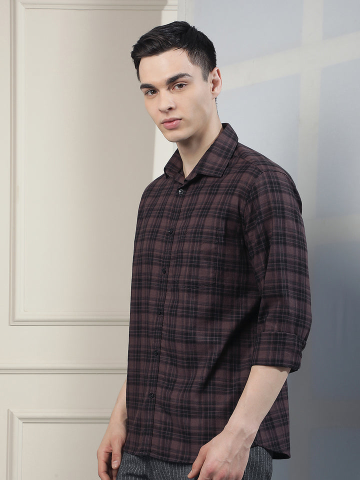100% Cotton Wine Checked Shirt